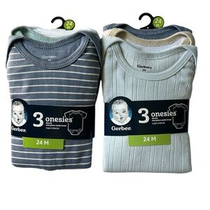 Gerber Baby Boy Neutrals And Stripes 2- 3 Pc Onesies